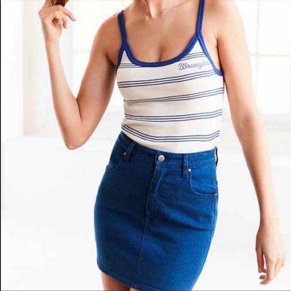 Wrangler x UO Franky Hi Mini Stretchy Denim Jean Pencil Skirt M - Picture 3 of 14